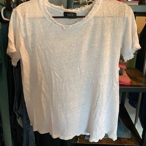 Vici White Distressed Tee